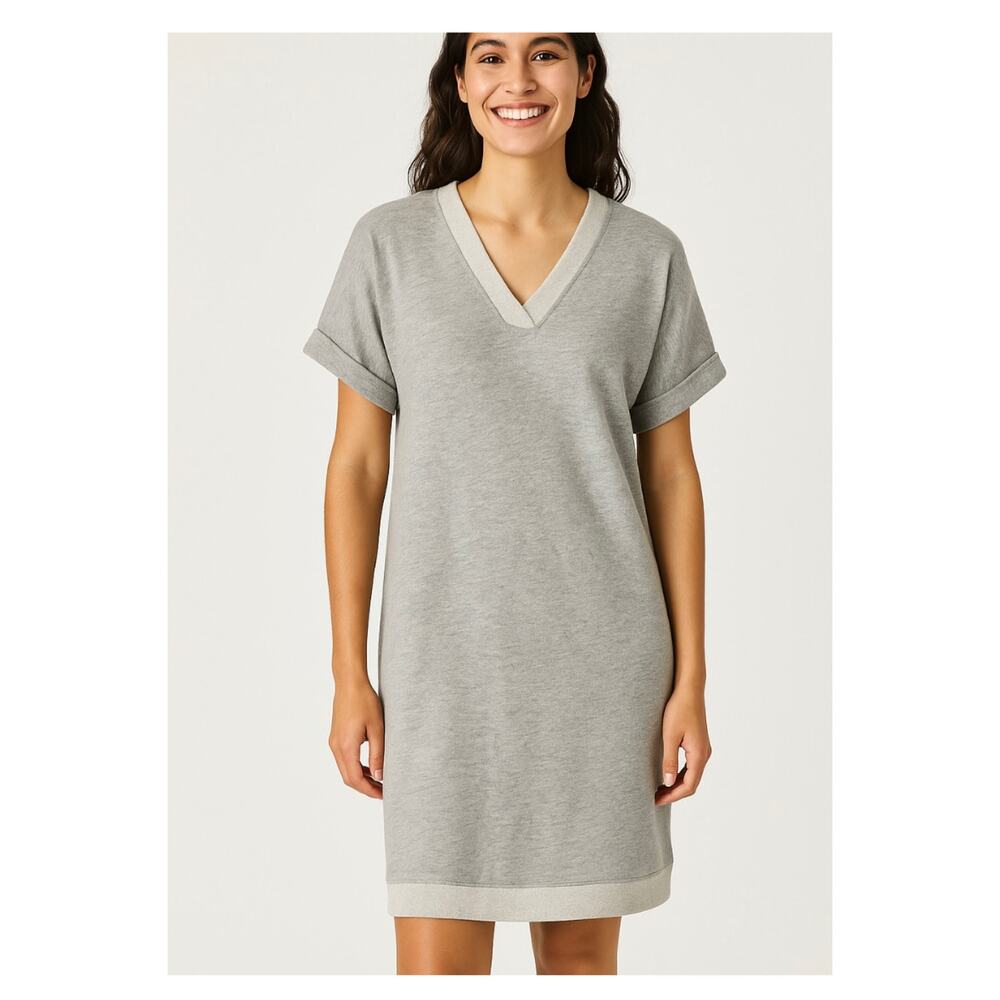NWT Caslon Womens Gray French Terry Sweatshirt Dress Sz 1X Cuffed Sleeve USA